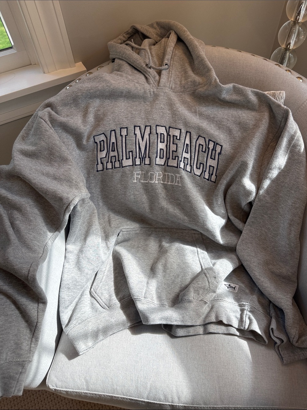 Palm Beach Florida Graphic Hoodie - Gray